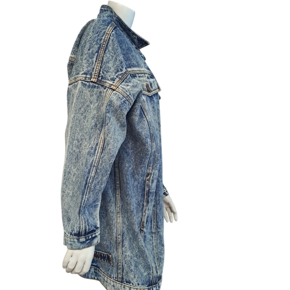 Tango Vintage Style Washed Denim Jacket Or Dress Marble Acid Wash Coat Unisex - Picture 5 of 13